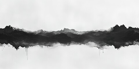 Poster - Abstract black and white landscape with fluid brush strokes and dramatic texture
