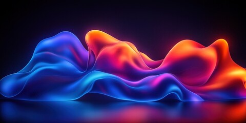 Poster - Colorful abstract waves of light creating a vibrant visual effect in a dark space