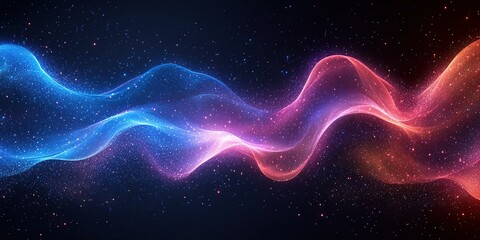 Poster - Colorful abstract wave representing cosmic energy and motion in a dark starry space background