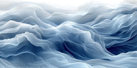 Poster - Waves of blue and white undulate in soft, flowing patterns under a bright sky