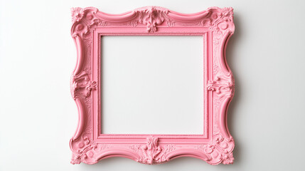 Wall Mural - pink wooden  frame isolated on white background  , picture frame , mirror frame 