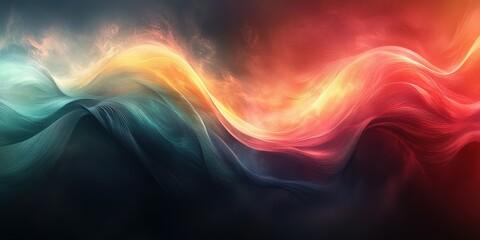 Poster - Colorful abstract waves flow harmoniously in a dramatic display of light and texture