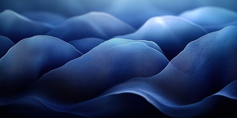Poster - Soft undulating waves in deep blue hues create a tranquil and serene atmosphere with their gentle flow and texture