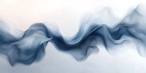 Poster - Flowing waves of blue fabric create a tranquil abstract composition in soft hues and delicate appearances