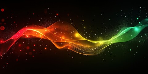 Poster - Colorful abstract waves of light and particles create a mesmerizing visual display against a dark background