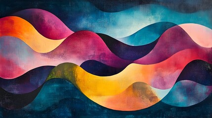 Poster - A mesmerizing and whimsical abstract landscape design bursting with a vibrant color palette of fluid gradients and textures that evoke a sense of playful energy and imaginative wonder