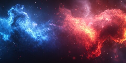Poster - Colorful abstract clouds representing contrasting elements in a cosmic setting