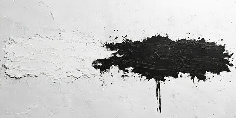 Poster - Contrast of black and white paint on textured wall showcasing artistic expression and simplicity