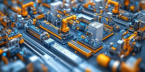 Poster - Industrial automation facility showcasing robotic machinery and assembly lines in a high-tech production environment