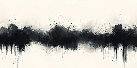 Poster - Black and white abstract artwork featuring splashes and drips in an artistic display of texture and emotion