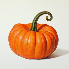 Aufkleber - Bright orange pumpkin with a curved green stem displayed on a neutral background