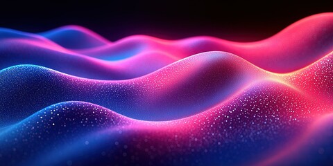 Poster - Vibrant waves of color blend in captivating patterns against a dark background in a mesmerizing digital art display