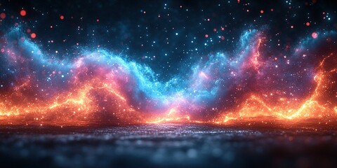 Poster - Colorful cosmic waves blend in a mesmerizing display of light and energy in deep space environment