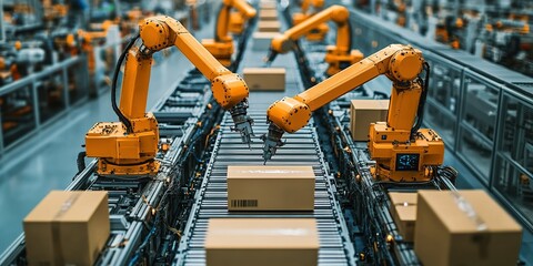 Poster - Robotics and automation streamline package sorting in a modern distribution center