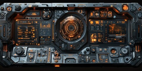 Poster - Control panel with intricate design and glowing features used in advanced technology environments