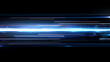 © zhou yan - Futuristic sci-fi digital artwork featuring glowing blue light streaks and a central neon blue band on a dark navy background. Glossy texture and symmetrical design create depth, movement, and a high-