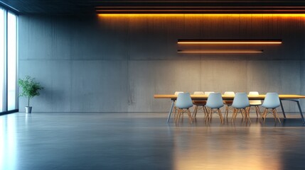 Poster - Modern conference room with minimalist design and stylish seating arrangement for meetings