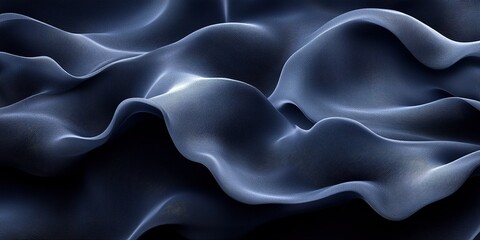 Poster - Textured fabric waves in deep blue create an elegant and calming visual effect in a minimalist design setting