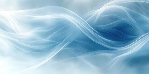 Poster - Soft blue waves blending into serene abstract patterns at dawn over a tranquil landscape
