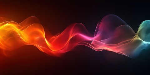 Poster - Colorful abstract waves create a dynamic visual experience with gradients of red, orange, pink, blue, and violet on a dark background
