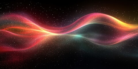 Poster - Colorful abstract light waves create a mesmerizing swirl against a dark starry background, evoking a sense of wonder and depth
