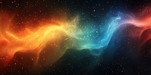 Poster - Colorful cosmic nebula glowing in the vastness of space with stars emerging in the background