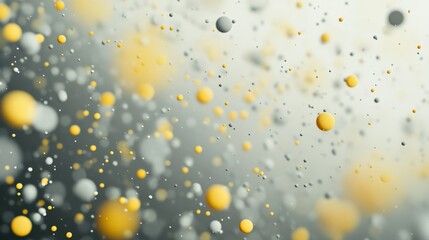 Poster - Soft gray and pale yellow bokeh dots create a dreamy background filled with color and texture