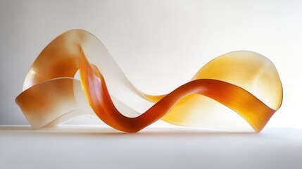 Poster - Elegant arcs of muted amber and coral gracefully weave together in a soft display of color and form