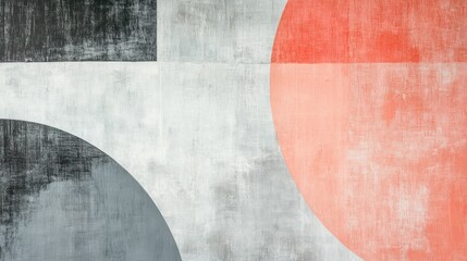 Poster - Elegant coral and gray shapes blend harmoniously on a textured surface creating a modern aesthetic for any space