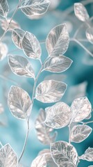 Poster - Delicate silver leaves with frosted edges create an ethereal atmosphere in a serene setting