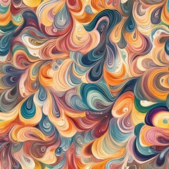 Aufkleber - Intricate doodle cartoon drawing showcasing vibrant swirls and waves of color in an imaginative design