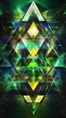 Poster - Abstract design featuring sharp translucent shapes with vibrant colors and dynamic patterns