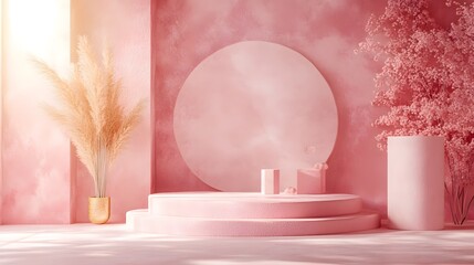 Poster - Soft and Luxurious Product Showcase with Pink and Gold Gradients Smooth Textures and Love Themed Creative Accents Highlighting a Minimal Modern and Elegant Aesthetic