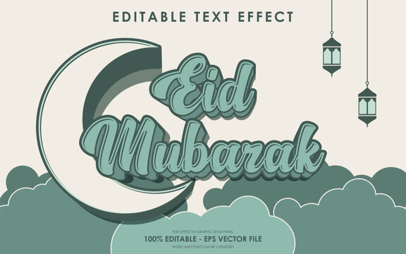 Editable Eid Mubarak Text Effect with islamic background