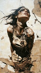 Sticker - Intense Female Portrait: Beauty in Decay