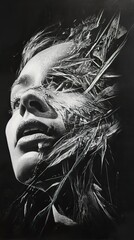 Poster - Shattered Soul: A Monochrome Portrait of Intense Emotion