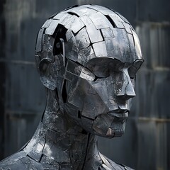 Poster - Metal Humanoid Sculpture: A Modern Masterpiece