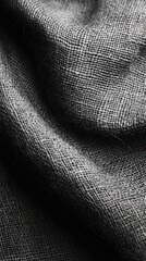 Poster - Monochromatic gray burlap texture with intricate weave patterns creating a subtle, rustic appearance and depth