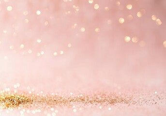 Poster - Golden particles falling on a pink background creating a magical bokeh effect, perfect for festive or celebratory designs