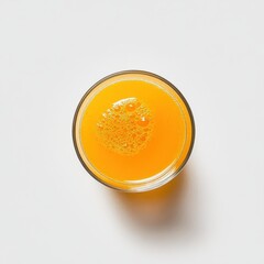 Poster - Refreshing orange juice in a clear glass showcasing vibrant color and bubbles on a bright surface