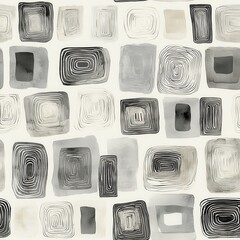 Poster - Calming watercolor doodle patterns showcasing harmonious gray shapes and lines suitable for soothing decor or creative projects