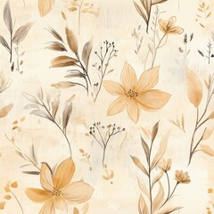 Aufkleber - Soft and calming watercolor doodle artwork featuring delicate floral designs and gentle color tones
