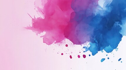Leinwandbilder - Bold fuchsia and royal blue watercolor blend creating a vibrant abstract piece