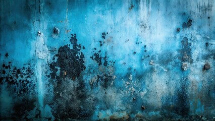 Wall Mural - Textured Weathered Blue Wall Surface with Decaying Paint