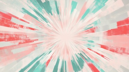 Aufkleber - Dynamic explosion of minimalist pencil strokes creating a vibrant abstract artwork in soft hues of coral and mint green