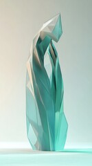 Aufkleber - Cool-toned low-poly sculpture features elegant gradients in a modern art setting