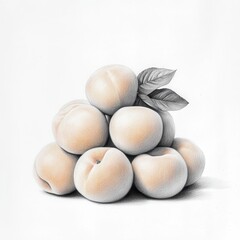 Aufkleber - Fresh peaches arranged in a neat stack showcasing their soft texture and natural appeal in summer sunlight