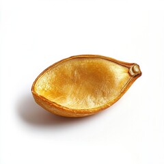 Poster - Single golden roasted pumpkin seed placed on a clean surface highlighting its unique shape and texture