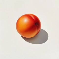 Poster - Ripe nectarine with smooth orange skin resting against a neutral background casting a soft shadow