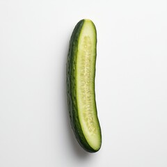 Poster - Fresh cucumber slice showcasing vibrant green color and moist texture perfect for salads or garnishes in culinary presentations